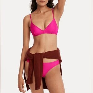 New J.Crew Curved-Waist Cheeky Bikini Bottom in Pink Size Medium NWT
